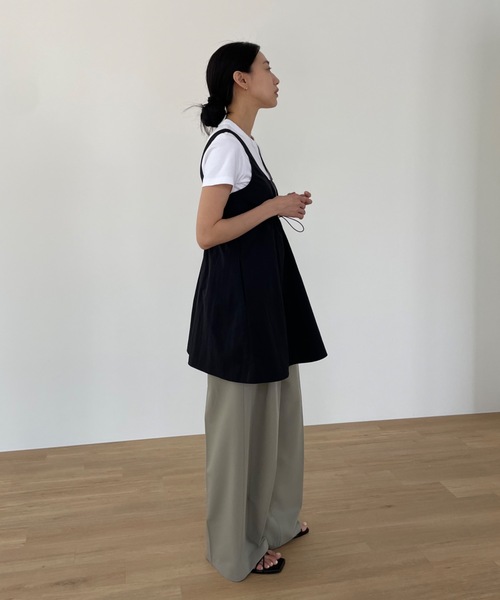 ウエスト絞りナイロンタンクミニワンピ Didot.showroom 韓国ブランド セール】ウエスト絞りナイロンタンクミニワンピ（ワンピース