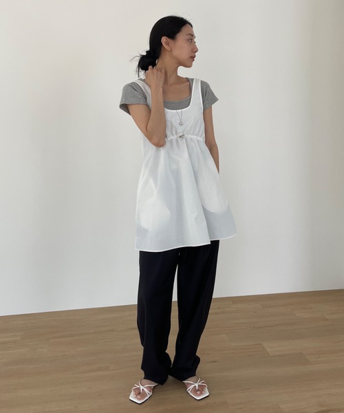 Didot.showroom ワンピース ウエスト絞りナイロンタンク