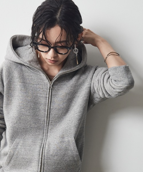 90’sOLDUNIQLO ブラウン ジップアップパーカー Lサイズ CHIC STYLE パーカー 日本製こだわりのジップアップパーカー