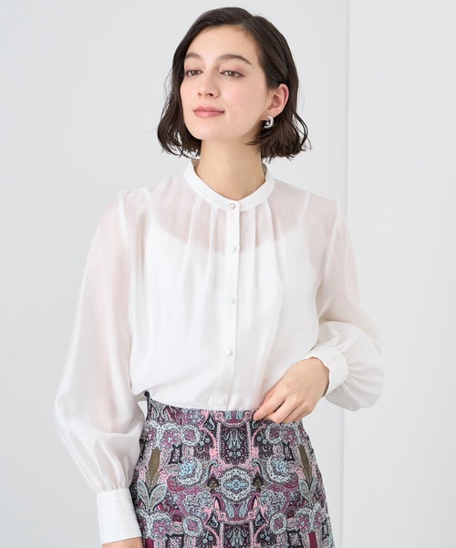 美品AMAYI アナイ オーガンジーパフスリーブ ブラウス　ホワイト Mサイズ ANAYI ブラウス シャツ オーガンジーパフスリーブ レディース