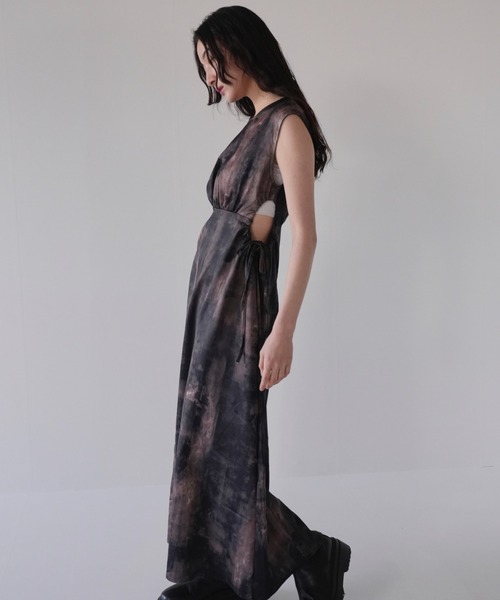 Uenui ワンピース サイドホール ワンピース 肌見せ ヘルシー マーブル