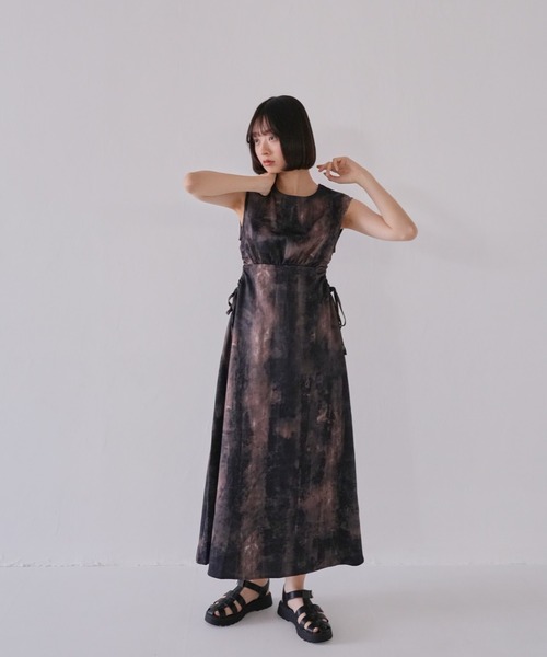 Uenui ワンピース サイドホール ワンピース 肌見せ ヘルシー マーブル