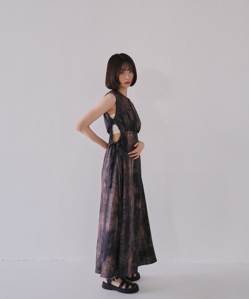 Uenui ワンピース サイドホール ワンピース 肌見せ ヘルシー マーブル