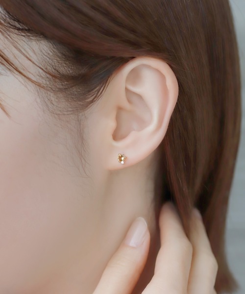 ANEMONE（アネモネ） ピアス 天然石ハートピアス「K10」 レディース