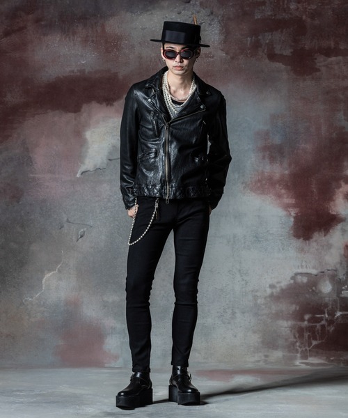 glamb レザー シングル ライダースジャケット glamb 革ジャン ライダース STUNN Riders Jacket / スタン