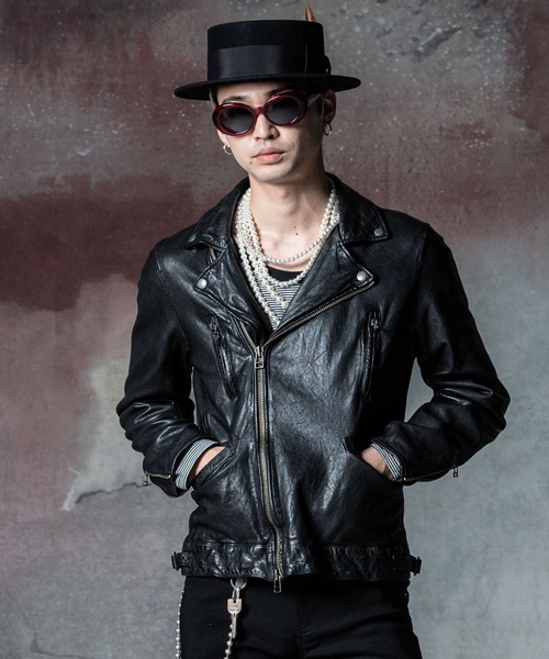 glamb ライダースジャケット レザージャケット Stretch leather riders / ストレッチレザーライダース