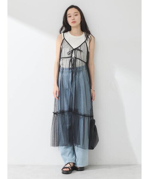 earth music&ecology ワンピース ドットチュールキャミ