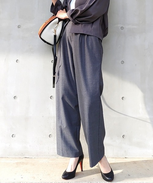 Q スラックス パンツ ワイドタックパンツ レディース : ZOZOTOWN Yahoo