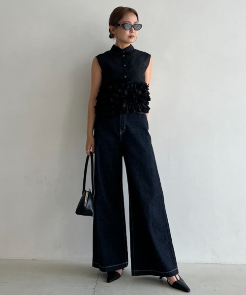 ブラウス シャツ ランダムフリルシャツ レディース JOSE MOON ブラウス シャツ RANDOM FRILL BLOUSE/ランダムフリル