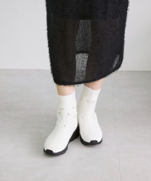 carino（カリーノ） ブーツ ビジュー付きニットブーツ レディース