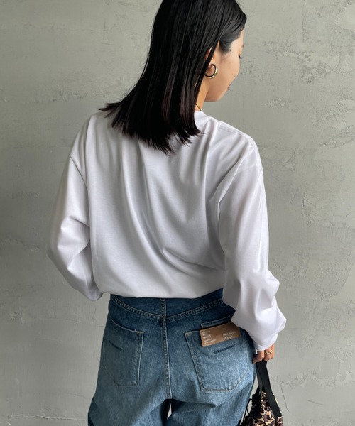 tシャツ 「THOUSAND MILE/サウザンドマイル」 ワンポイント刺繍ロゴ ロングスリーブTシャツ レディース THOUSAND MILE/サウザンドマイル] ワンポイントロゴ刺繍 ロング