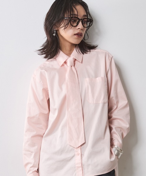 ブラウス シャツ 綿100％ネクタイ付シャツ 「大きいサイズ有」シックスタイル　 レディース CHIC STYLE ブラウス シャツ 綿100％ネクタイ付シャツ 「大きい