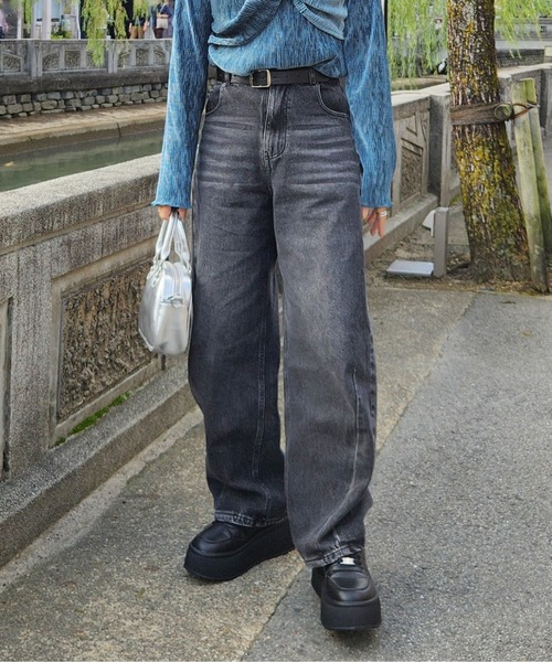 シュージーンズ Blue ユーズド加工デニムパンツ 36 SH-01 DEEP BLUE カーゴジーンズ ディープブルー ユーズド加工 カーゴ