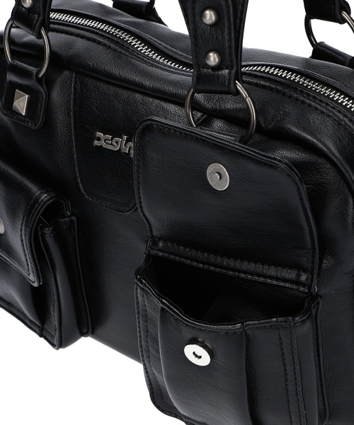 新品　X-gir FAUX LEATHER HAND BAG エックスガール X-girl ハンドバッグ DOUBLE POCKET FAUX LEATHER HAND BAG