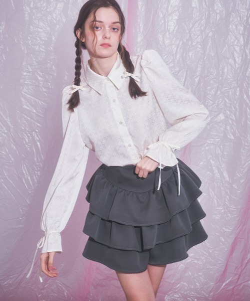 Lovilyn ブラウス シャツ ローズジャガードシャツブラウス レディース 