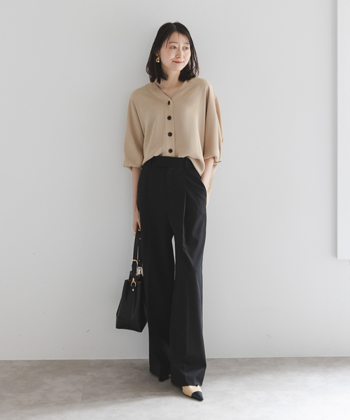 NOBLE（ノーブル） ブラウス シャツ エステルダブルクロスカーデ