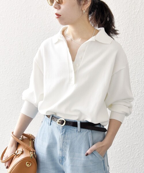 今日さん、専用　Invel レディースポロシャツ　マリンブルー　L SHIPS any ポロシャツ ポロ any:「手洗い可能」襟付き ニット