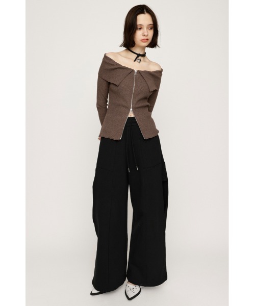 SLY tシャツ OFFSHOULDER FRONT ZIP TOPS オフショルダー