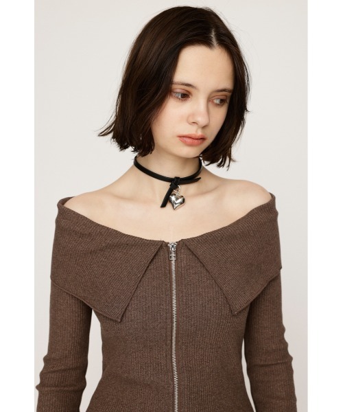 SLY tシャツ OFFSHOULDER FRONT ZIP TOPS オフショルダー