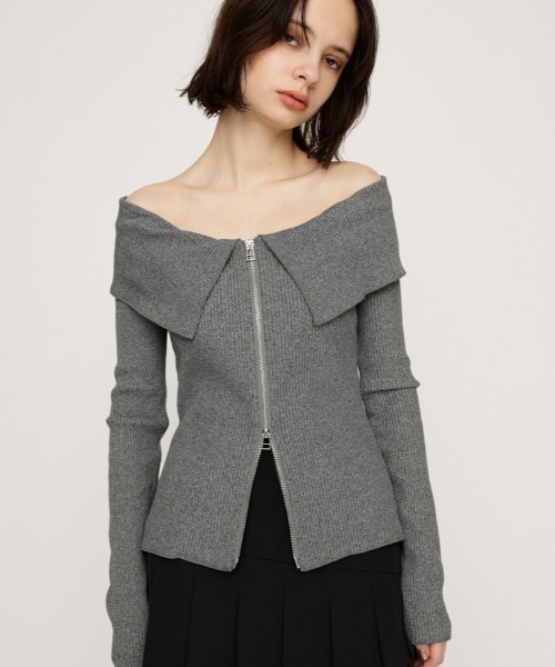 SLY tシャツ OFFSHOULDER FRONT ZIP TOPS オフショルダー