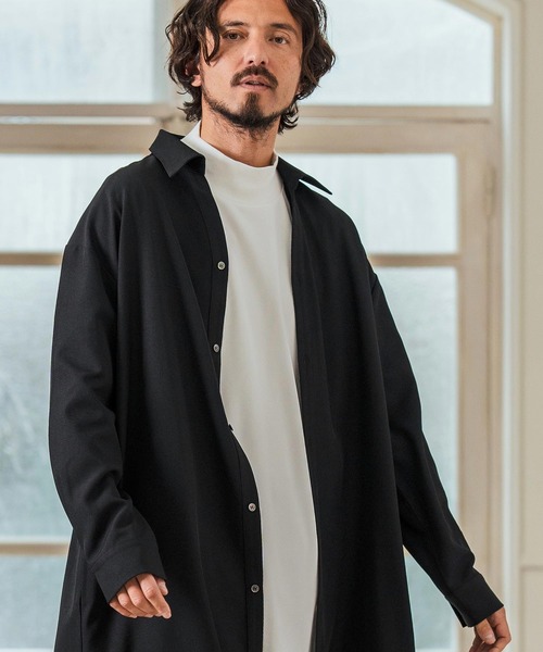 長袖シャツ（マーロンフィレンツェ） Magine(マージン)】Gauze Fabric Shawl Collar Shirts ショールカラー