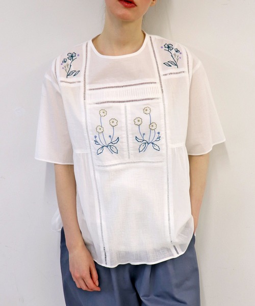 ブラウス シャツ YARD「ノーカラー」 レディース