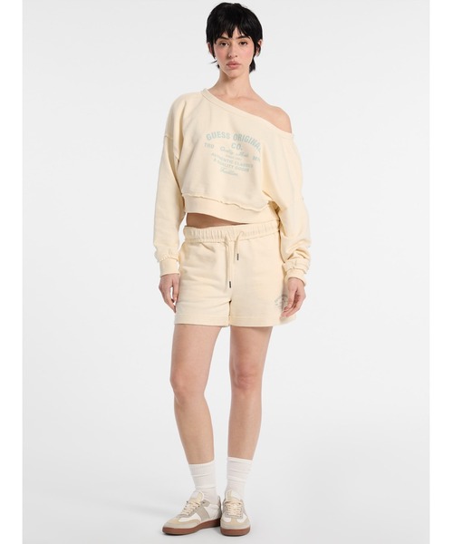 トレーナー スウェット GUESS Originals Boat Neck Distressed Sweatshirt スウェット レディース レディ GUESS トレーナー スウェット Originals Boat Neck Distressed