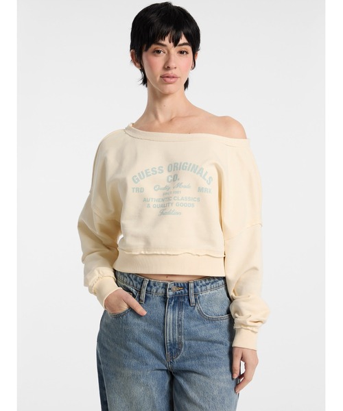 GUESS トレーナー スウェット Originals Boat Neck Distressed
