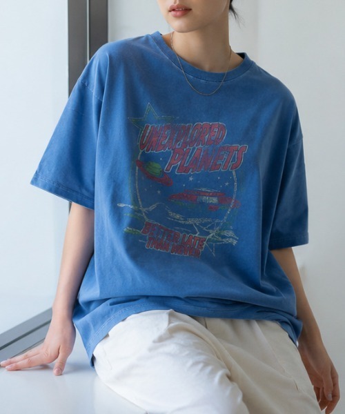 tシャツ 半袖 「ピグメント加工×ヴィンテージ風ロゴ」ユニセックス