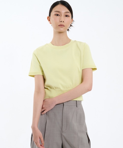 tシャツ コットンハーフスリーブニット レディース