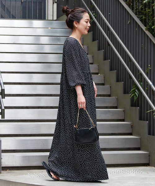 ★はなけいやん様★B.C STOCK ウォッシャブル ドットVネックワンピース B.C STOCK ワンピース ウォッシャブル / ドット無地Vネック