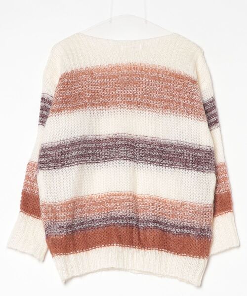 「KOOS」 ボーダー柄長袖ニット FREE ホワイト レディース_画像2
