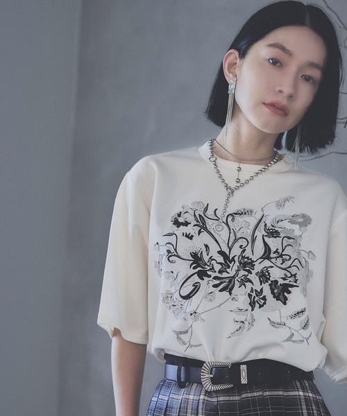 tシャツ レトロフラワーシシュウＴ(HARE) レディース HARE tシャツ レトロフラワーシシュウT(HARE) レディース