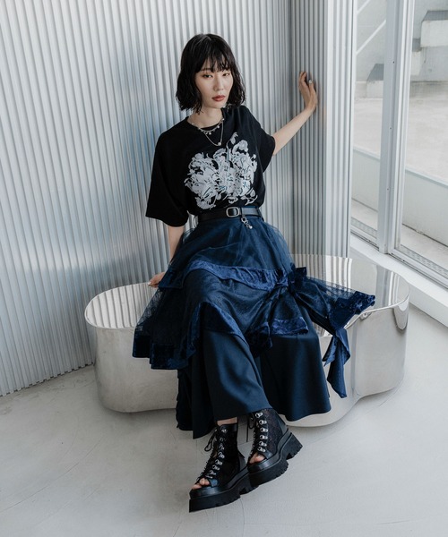 tシャツ レトロフラワーシシュウＴ(HARE) レディース HARE tシャツ レトロフラワーシシュウT(HARE) レディース