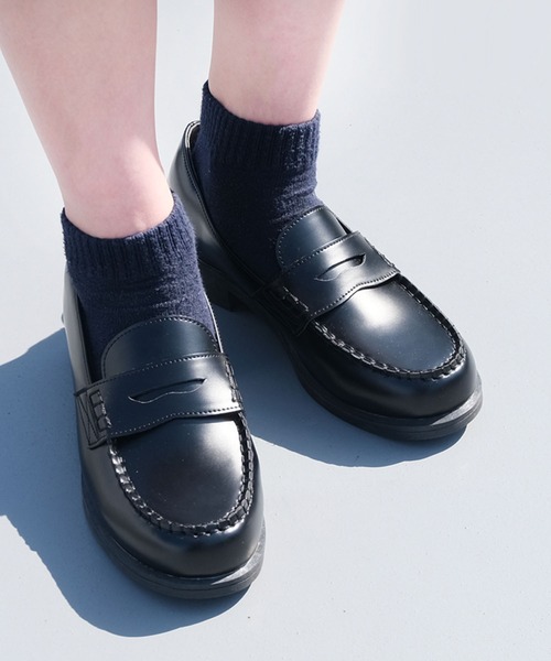 AmiAmi（アミアミ） ローファー インヒール付き学生ローファー 通学