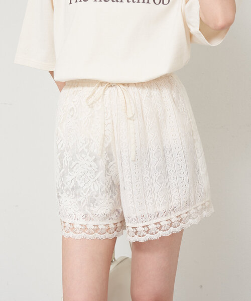 Chloé ホワイト 総レースダイヤモンドパターン ショートパンツ SS】WOMEN COOLMOTION ツイル ショートパンツ ホワイト 071642406