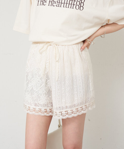 新品 77circa 23SS アンティーク レース パッチワーク ショーツ 綿混ストレッチ刺繍レースショーツ(はきこみ丈浅め