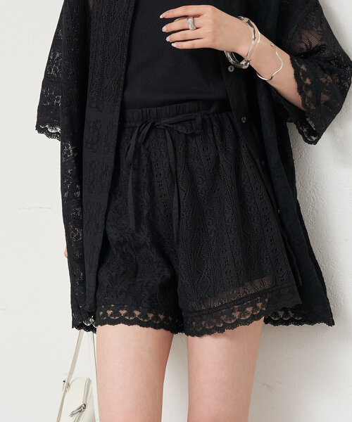 レアMiss sixty ビーズ刺繍ブラックショートパンツ mystic パンツ パッチワークレースショートパンツ レディース