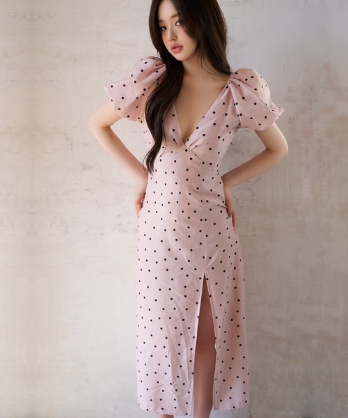 VEILA ワンピース フレンチパフスリーブドットワンピース : ZOZOTOWN