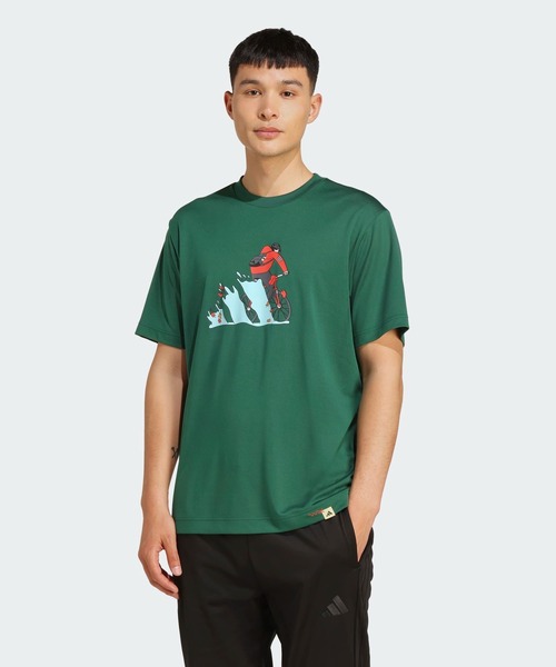 adidas stellamocartneyクライマクール半袖Tシャツ adidas tシャツ クライマクール ドゥードル ハント バイク