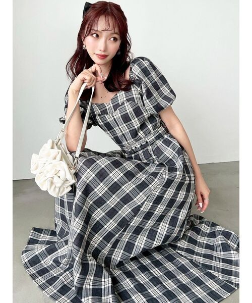 RESEXXY（リゼクシー） ワンピース 夏 半袖 バルーンスリーブチェック