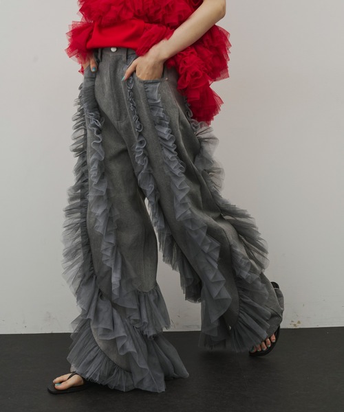 いつき様向け【LA BELLE ETUDE】デニム×チュールシフォンワイドパンツ PANTS – LA BELLE ETUDE online store