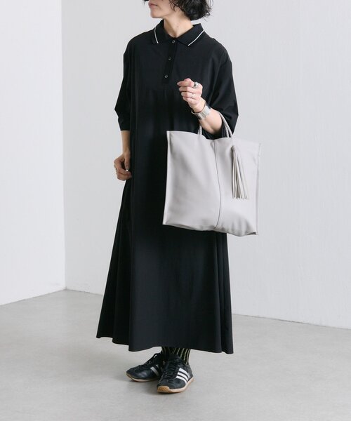 SUMISTYLE ブラック　ワンピース　美品 ear PAPILLONNER ワンピース ポロ襟ワンピース「SUM1 STYLE(スミ