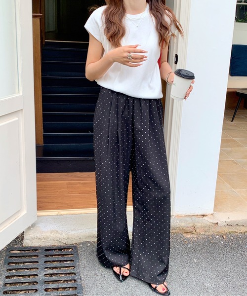 CRESCENT　ワイドパンツ　ドット柄 パンツ ドット柄ワイドパンツ レディース : ZOZOTOWN Yahoo!店