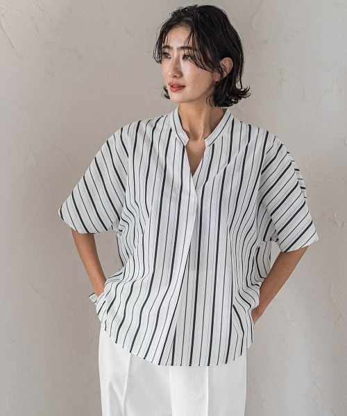 シャツ/ブラウス(半袖/袖なし) MYLAN Stripe Ruffle Blouse 全商品アイテム/トップス/シャツ・ブラウス/ストライプ｜スタイロラ