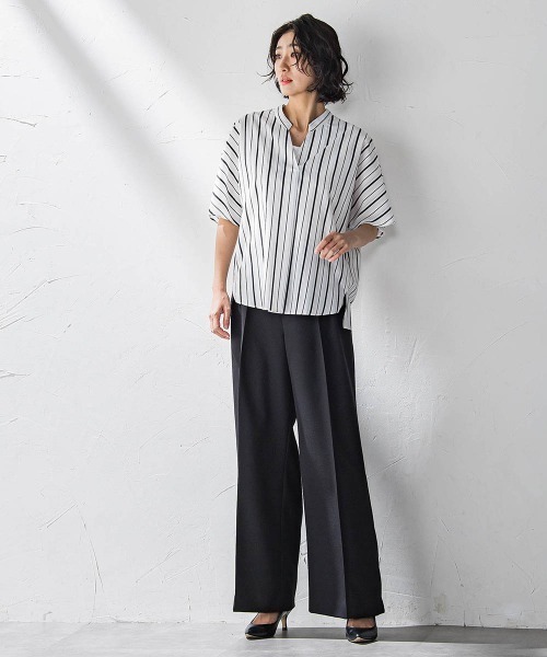 la.f（ラ・エフ） ブラウス シャツ 半袖ストライプブラウス「洗濯機