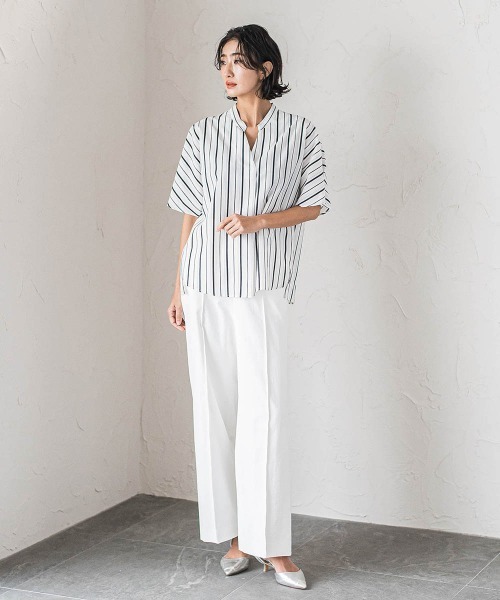 Loewe ストライプ 半袖ブラウス la.f（ラ・エフ） ブラウス シャツ 半袖ストライプブラウス「洗濯機