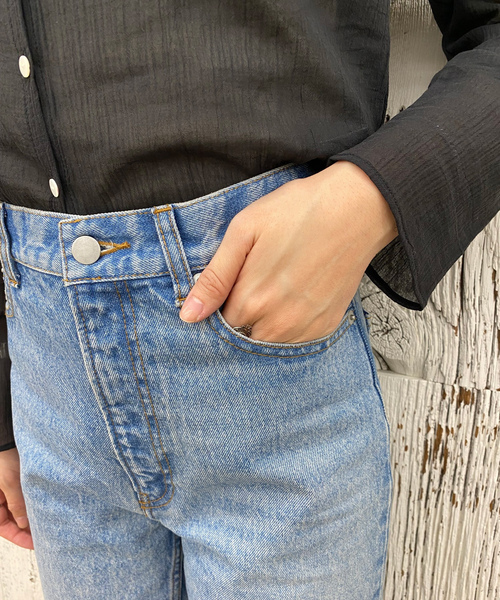 「SHENERY」 「ai no de」加工デニムパンツ SMALL ブラック レディース