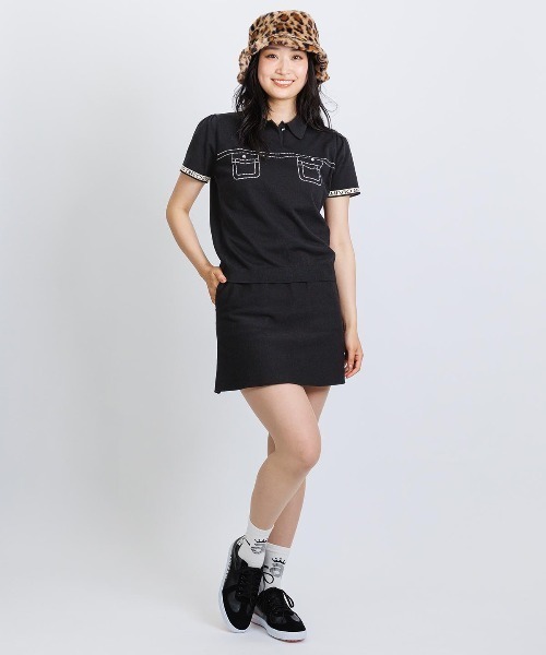 archivio 半袖ニット ブラック archivio（アルチビオ） ニット セーター 「LADIES」ステッチ風