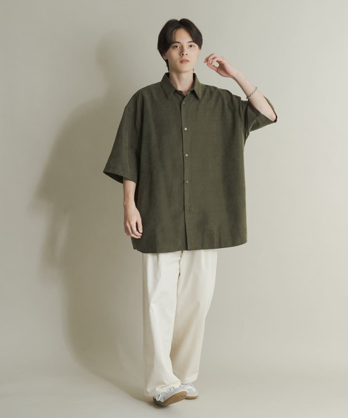 atelier uneplace ショートスリーブリネンシャツ セール】 デザインオープンカラーショートスリーブシャツ